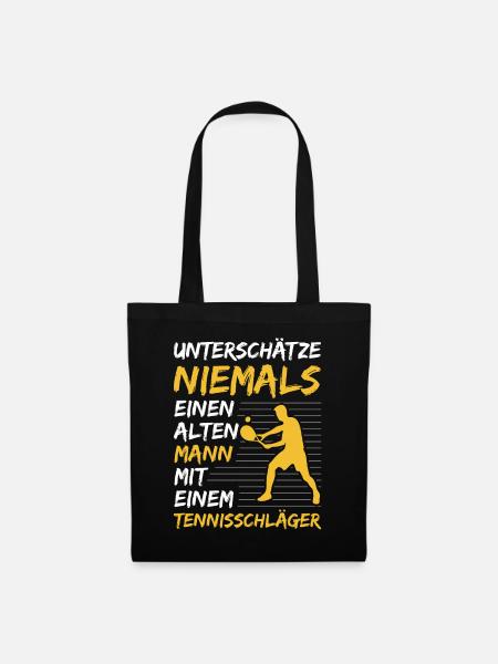 Unterschätze nie einen Alten Mann mit Tennisschläg - Stoffbeutel - Schwarz