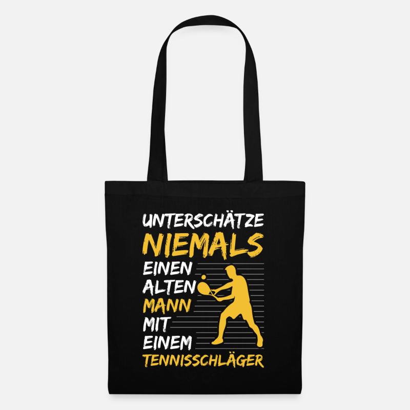 Unterschätze nie einen Alten Mann mit Tennisschläg - Stoffbeutel - Schwarz