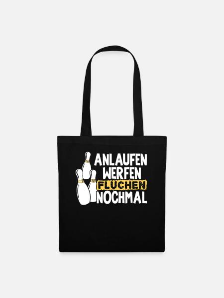 Bowling Kegeln Anlaufen Werfen Fluchen Nochmal Bow - Stoffbeutel - Schwarz