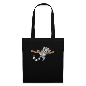 Doux lémurien bébé animal Lémur - Sac en tissu - noir - Devant