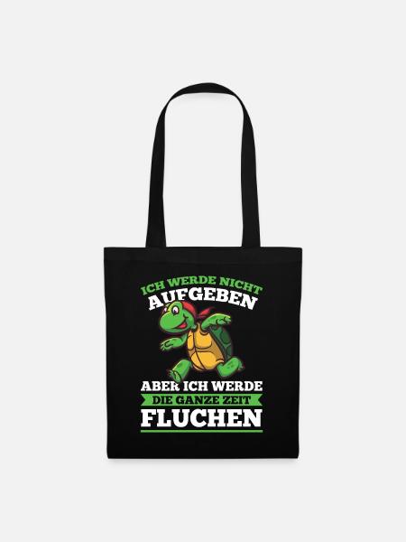 Schildkröte Ich werde nicht Aufgeben Laufen Joggen - Stoffbeutel - Schwarz