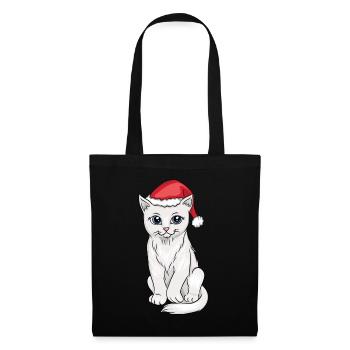 Cat Wearing Santa Hat Christmas - Tote Bag - black - Front