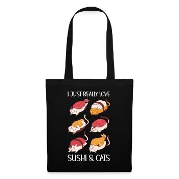 J'adore vraiment les sushis et les chats - Sac en tissu - noir - Devant