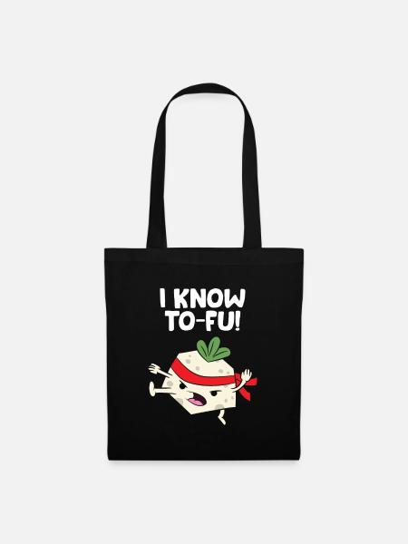 Tofu Vegan I Know Karate Tofu Kung Fu Tofu - Stoffbeutel - Schwarz