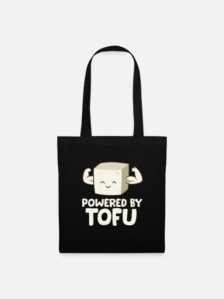 Vegan Vegetarian Love Tofu Powered By Tofu - Stoffbeutel - Schwarz