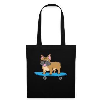 Skateboarding French Bulldog Kids Skater Bulldog - Tote Bag - black - Front