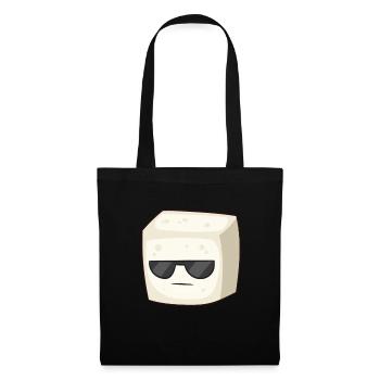 Cute Tofu With Sunglasses Vegan Vegetarian Tofu - Sac en tissu - noir - Devant