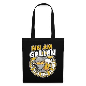 Barbecues cadeau Drôle fête des pères papa barbecue bière - Sac en tissu - noir - Devant