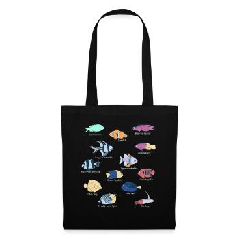 Poissons tropicaux d’aquarium d’eau salée - Sac en tissu - noir - Devant