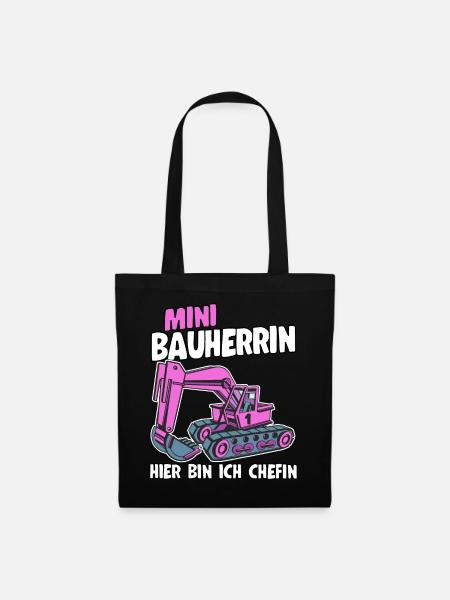 Bauherrin Tochter Lustig Bagger Geschenk - Stoffbeutel - Schwarz