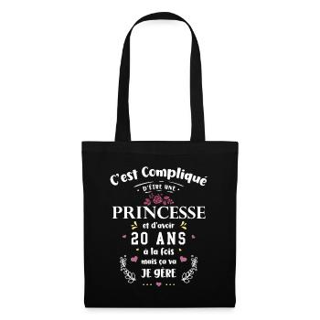 Cadeau Anniversaire Rigolo Fille 20 ans Princesse - Sac en tissu - noir - Devant