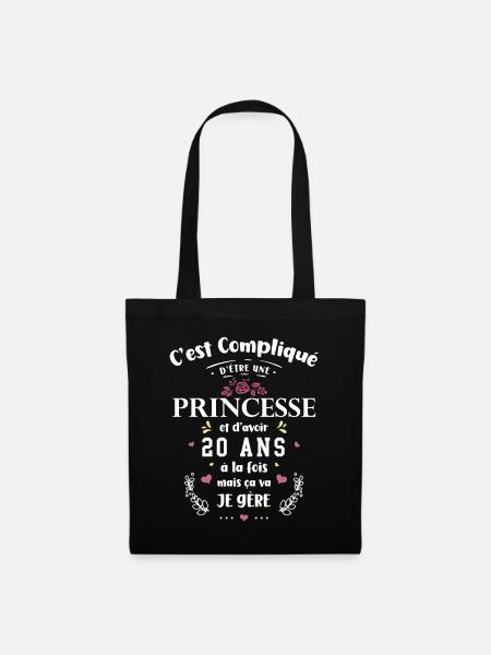 Cadeau Anniversaire Rigolo Fille 20 ans Princesse - Sac en tissu - noir