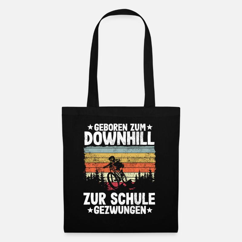 Downhill Kinder Spruch Schule MTB Mountainbike - Stoffbeutel - Schwarz