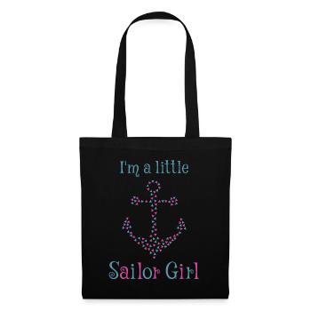 "I'm a little sailor girl" with anchor snares of triangles - Tote Bag - black - Front