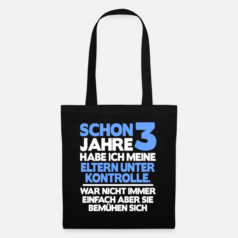 Kinder Junge 3. Geburtstag Geschenk Lustig 3 Jahre - Stoffbeutel - Schwarz