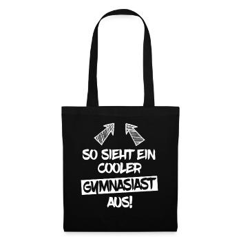 Gymansium So Sieht ein Cooler Gymnasiast Aus Viert - Stoffbeutel - Schwarz - Vorne