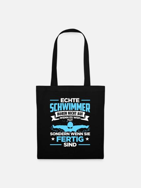 Schwimmen Echte Schwimmer Hören Nicht Auf Wenn Es - Stoffbeutel - Schwarz