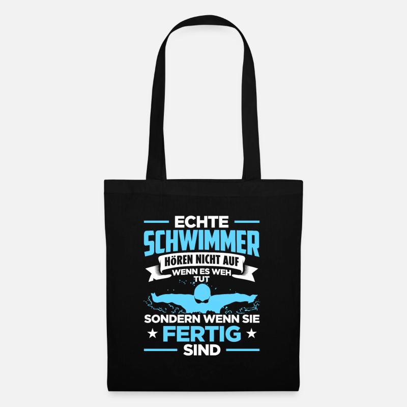 Schwimmen Echte Schwimmer Hören Nicht Auf Wenn Es - Stoffbeutel - Schwarz