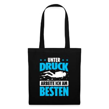 Taucher Unter Druck Arbeite Ich Am Besten Tauchen - Stoffbeutel - Schwarz - Vorne