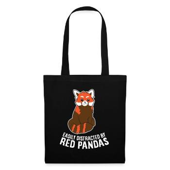 Facilement distrait par les pandas roux Aimez le rouge - Sac en tissu - noir - Devant