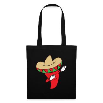 Chili Dabbing Lustiges Chili - Stoffbeutel - Schwarz - Vorne