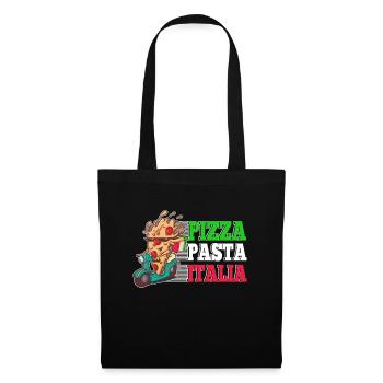 Pizza Pasta Italia Pizza Stück auf Italienschen - Stoffbeutel - Schwarz - Vorne