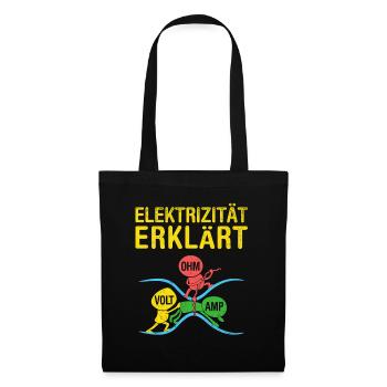 Elektriker Elekrizität Erklärt Ohm Volt Amp - Stoffbeutel - Schwarz - Vorne
