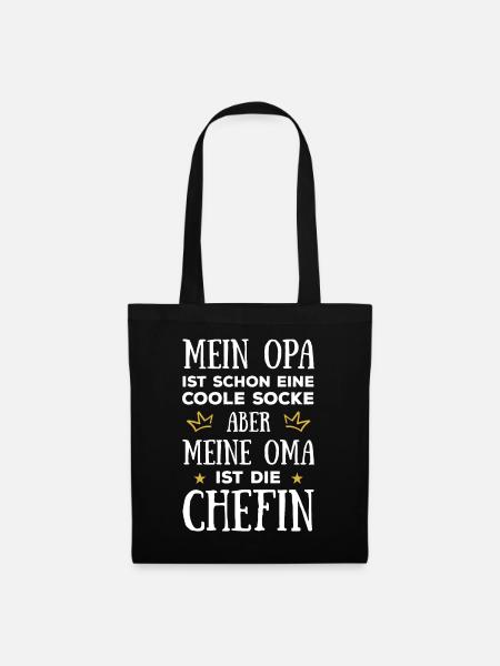 Großmutter Meine Oma ist die Chefin Omi Familie En - Stoffbeutel - Schwarz