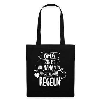 Oma Sein Ist Wie Mama Nur Mit Weniger Regeln Großm - Stoffbeutel - Schwarz - Vorne