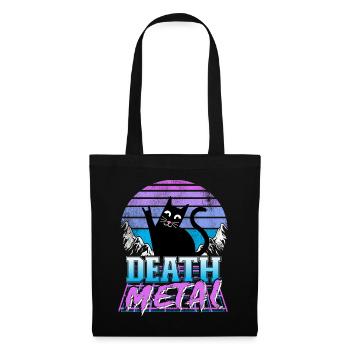 Death Metal Katze Retrowave Heavy Metal Synthwave - Stoffbeutel - Schwarz - Vorne