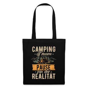 Camping Ist Meine Pause Von Der Realität Camper Wo - Stoffbeutel - Schwarz - Vorne