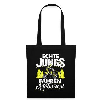Echte Jungs Fahren Motocross Motorrad Biker Enduro - Stoffbeutel - Schwarz - Vorne