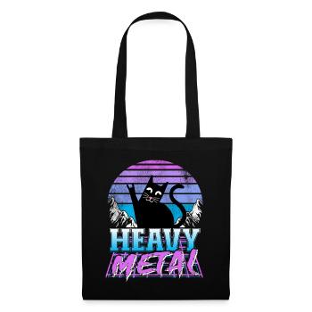 Death Metal Katze Retrowave Heavy Metal Synthwave - Stoffbeutel - Schwarz - Vorne