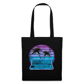 Synthétiseur analogique Synthwave Vintage Retrowave - Sac en tissu - noir - Devant