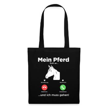 Mein Pferd Ruft An Reiten Pferdebesitzer Stall Huf - Stoffbeutel - Schwarz - Vorne