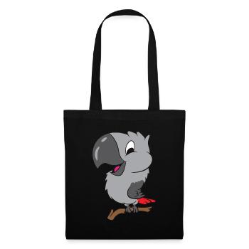 Perroquet gris africain sur branche - Sac en tissu - noir - Devant