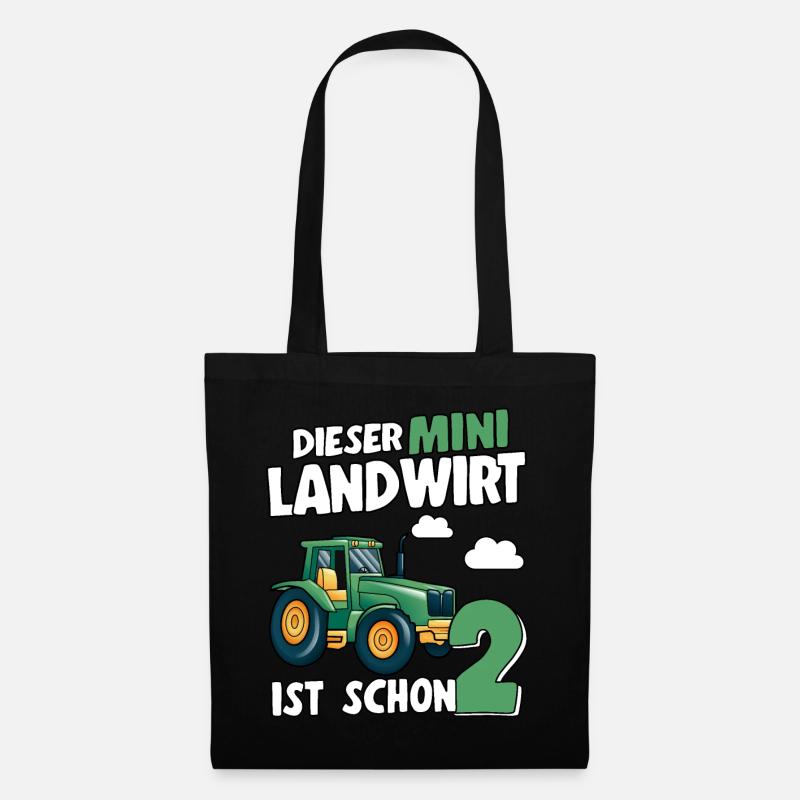 Traktor 2. Geburtstag Geschenk Jungen Trecker - Stoffbeutel - Schwarz