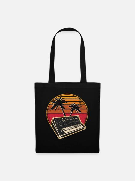 Analog Synthesizer Vintage 70s Sunset Synth - Stoffbeutel - Schwarz