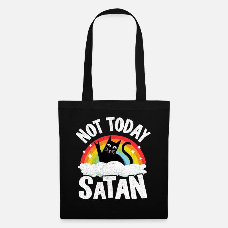 Heavy Metal Katze Regenbogen Retro Death Metal - Stoffbeutel - Schwarz