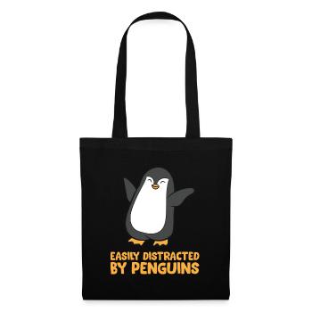 Pinguin leicht abgelenkt durch Pinguine - Stoffbeutel - Schwarz - Vorne