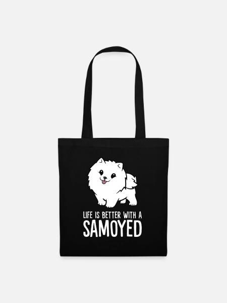 La vie est meilleure avec un Samoyède - Sac en tissu - noir