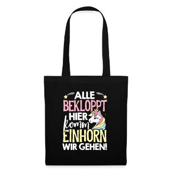 Alle Bekloppt Hier Komm Einhorn Wir Gehen Einhörne - Stoffbeutel - Schwarz - Vorne