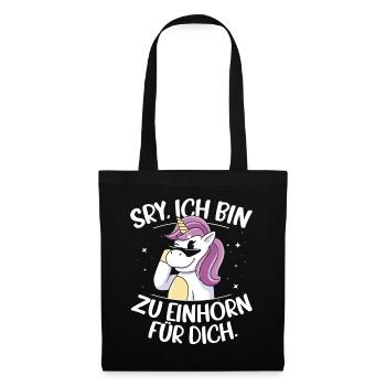 Sorry Ich Bin Zu Einhorn Für Dich Regenbogen Glitz - Stoffbeutel - Schwarz - Vorne