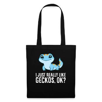 Ich mag Geckos einfach sehr, okay, lustiger Gecko - Stoffbeutel - Schwarz - Vorne