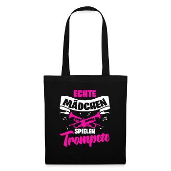 Echte Mädchen Spielen Trompete Trompetenspieler Mu - Stoffbeutel - Schwarz - Vorne