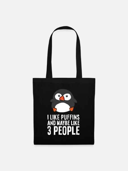 I like puffins and maybe 3 people - Tote Bag - black