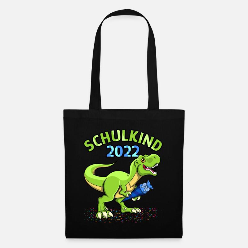 Einschulung Schulkind 2022 Dino - Stoffbeutel - Schwarz