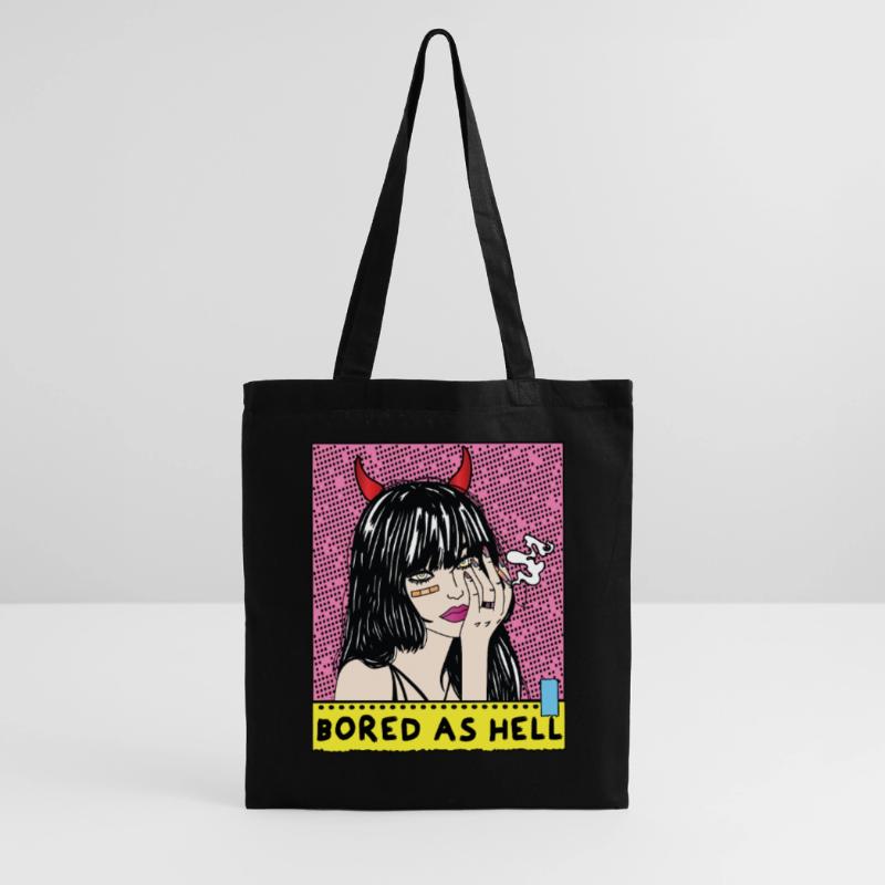 POP-ART Bored As Hell ARTWORK, Devil Frau 80s Tote Bag