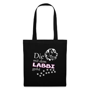 Die mit dem Labbi geht Labrador - Stoffbeutel - Schwarz - Vorne