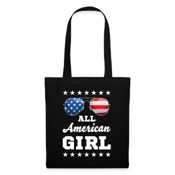 American Girl 4 juillet Femmes Filles Enfants Drapeau américain - Sac en tissu - noir - Devant